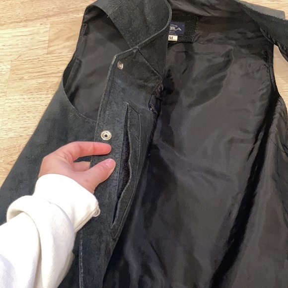 Men’s Authentic NRA Distressed Black Suede Leather Conceal Carry Vest Size M - Picture 13 of 16